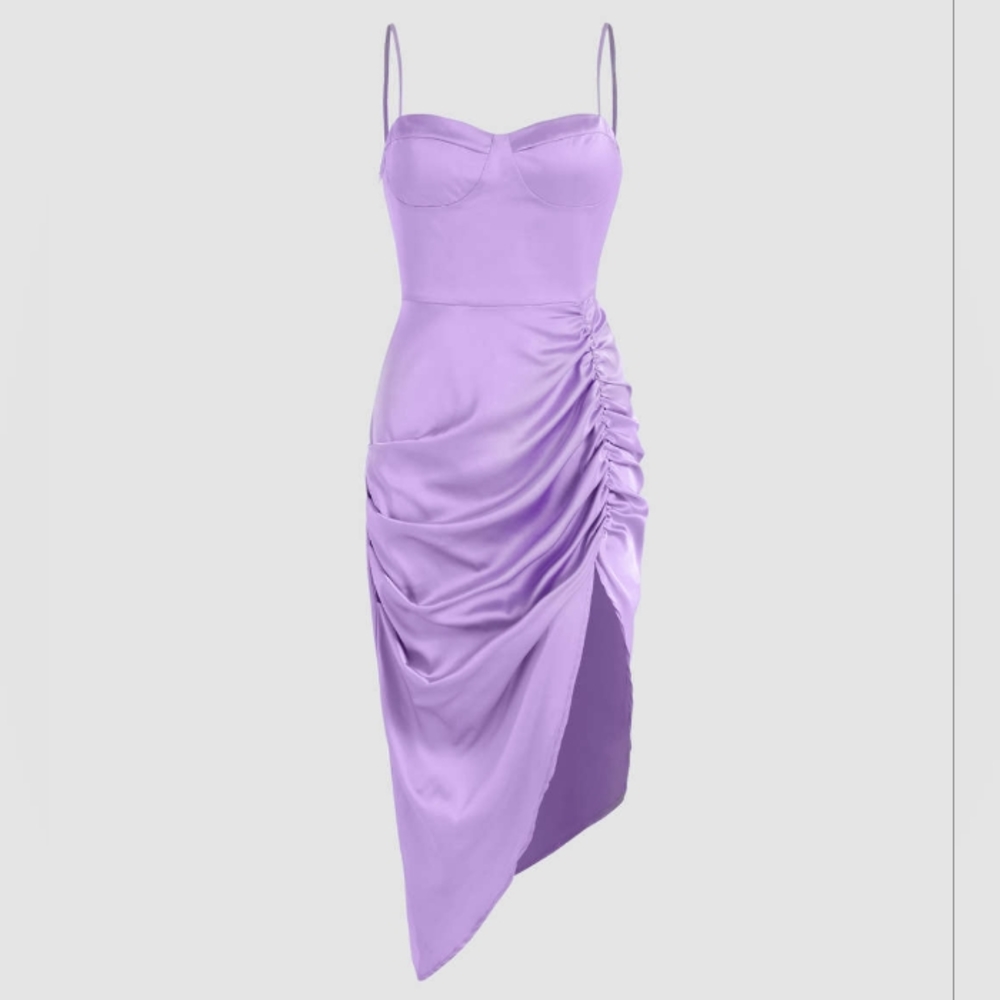 Cider Lilac Ruched Dress